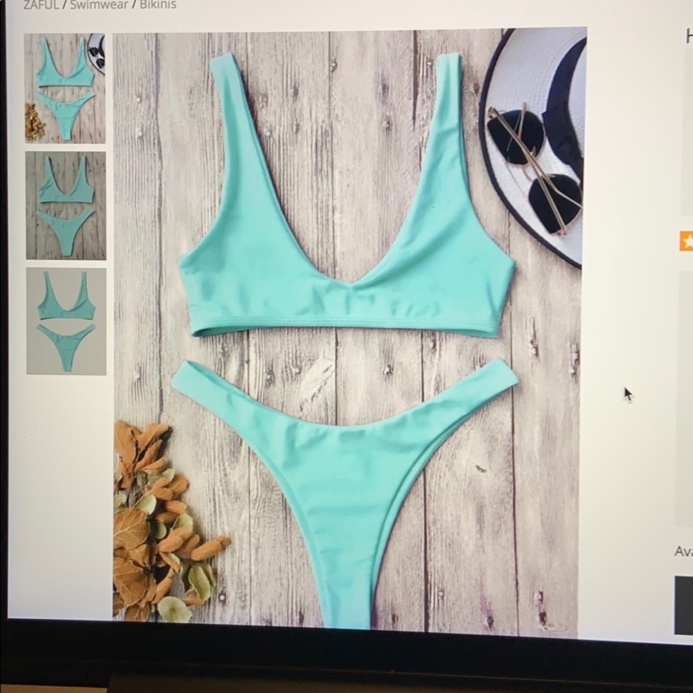 high cut bikini set turquoise